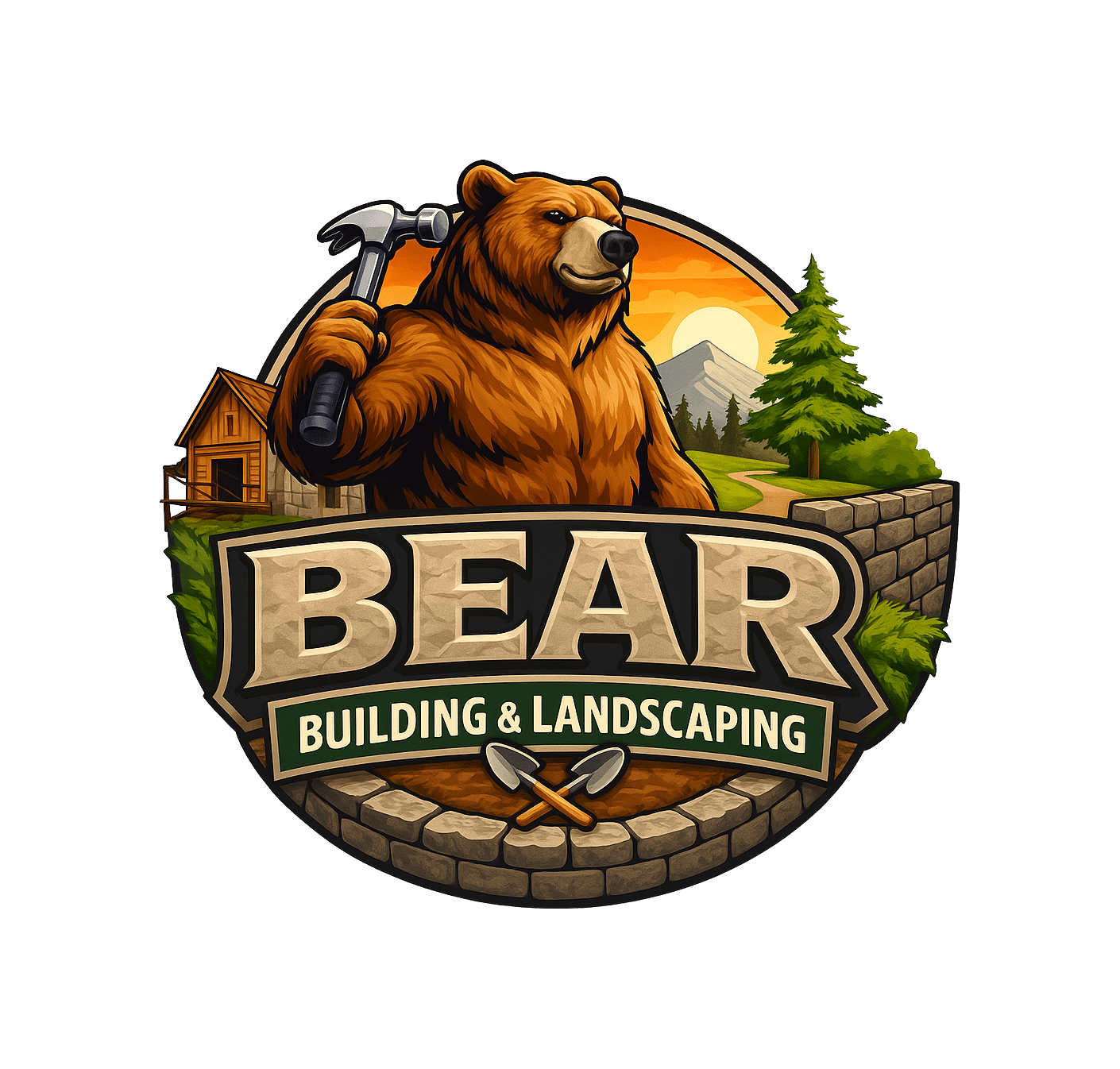 bear building & landscaping logo upscaled transparent margin 20pct
